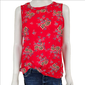 Pink Rose Open Back Sleeveless Floral Top Size L